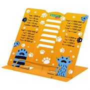 Подставка для книг и учебников BRAUBERG KIDS mini "Лапки" с единицами измерения, регулируемый угол наклона, металлическая, 238970