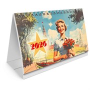 Календарь-домик настольный на гребне, 2026 г., BRAUBERG, 160х110 мм, 6 листов, "Советские плакаты", 117297