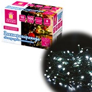 Электрогирлянда-нить комнатная "Стандарт" 10 м, 100 LED, холодный белый свет, 220 V, контроллер, ЗОЛОТАЯ СКАЗКА, 591347