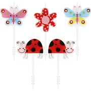Свечи фигурные для торта на шпажках "Бабочки, божьи коровки", 5 шт, 2,5х3 см, ЗОЛОТАЯ СКАЗКА, 591463