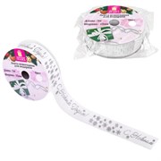 Упаковочная лента новогодняя для декора и подарков, 25 мм х 5 м, БЕЛАЯ, с тиснением, ЗОЛОТАЯ СКАЗКА, 592413