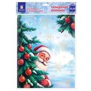 Наклейка для окон двусторонняя, 30х38 см "Дед Мороз", глиттер, золотой, ЗОЛОТАЯ СКАЗКА, 592575