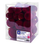 Шары елочные НАБОР 35 предметов, "Гранат", пластик, софт-тач, винный, ЗОЛОТАЯ СКАЗКА, 592587