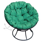 Кресло M-GROUP ПАПАСАН пружинка, без ротанга, чёрное, зелёная подушка