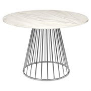 Стол BRADEX liverpool диаметр 100 см, керамогранит, белый мрамор с хромированными ножками