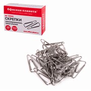 Скрепки ОФИСНАЯ ПЛАНЕТА, 25 мм, никелированные, треугольные, 100 шт., в картонной коробке, 222043