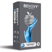 Перчатки нитриловые смотровые 100 пар (200 штук), размер 7-8, M (средний), BENOVY Nitrile Chlorinated