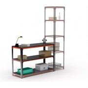 Стол-верстак ООО Металекс серия KIT 950х1000х500, две полки, оранжево-черный