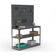 Стол-верстак ООО Металекс KIT 950х1500х500 мм, две полки + двойная перфопанель с комплектом аксессуаров, серый