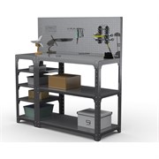 Стол-верстак ООО Металекс KIT 950х1200х400 мм, с боковыми полками, перфопанелью и комплектом аксессуаров, серый