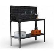 Стол-верстак ООО Металекс KIT 950х1700х600 мм, одна полка + перфопанель с комплектом аксессуаров, черный