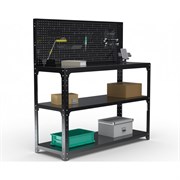 Стол-верстак ООО Металекс KIT 950х1800х400 мм, две полки + перфопанель с комплектом аксессуаров, черный