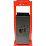 Квадратная металлическая уличная урна-пепельница ПРОФМЕТСТИЛЬ 1074