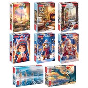 Пазл картонный 1000 элементов АССОРТИ, 10 дизайнов, 480х680 мм, HATBER