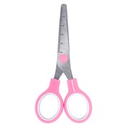 Ножницы BRAUBERG KIDS 130 мм, ручки розовые, закругленные лезвия с линейкой, 274063