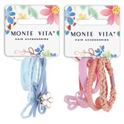 Резинки для волос НАБОР 4 шт., с декором, разные дизайны, АССОРТИ, MONTE VITA (МОНТЕ ВИТА), 457069