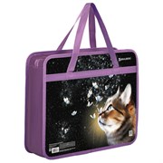 Папка на молнии с ручками BRAUBERG А4, 1 отделение, пластик, 80 мм, "Dream cat", 270868