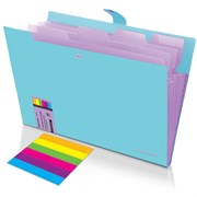 Папка-органайзер на кнопке 5 отделений, BRAUBERG "Extra", А4, голубая с лиловым, 274099