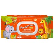 Салфетки влажные детские 130 шт., PAMPERINO, с экстрактом ромашки и витамином Е, крышка-клапан, 72954