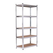 Стеллаж металлический BOOMHOUSE (БУМХАУС) безболтовой, 2000x1000x500 мм, 5 полок МДФ, нагрузка на стеллаж до 875 кг, серебристый, 291415