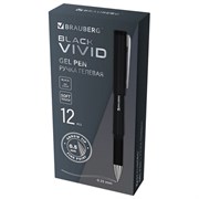 Ручка гелевая с грипом BRAUBERG "BLACK VIVID", ЧЕРНАЯ, корпус SOFT-TOUCH, пишущий узел 0,5 мм, линия письма 0,35 мм, 144541