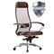 Кресло офисное МЕТТА "SAMURAI" SL-1.04, сверхпрочная ткань-сетка/экокожа, темно-коричневое - фото 11112413