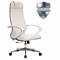 Кресло офисное МЕТТА "К-6" хром, экокожа, сиденье и спинка мягкие, белое - фото 11116751