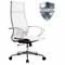 Кресло офисное МЕТТА "К-7" хром, прочная сетка, сиденье и спинка регулируемые, белое - фото 13126973