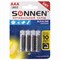 Батарейки КОМПЛЕКТ 4 шт., SONNEN Alkaline, AAA (LR03, 24А), алкалиновые, мизинчиковые, в блистере, 451088 - фото 13644129