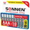 Батарейки КОМПЛЕКТ 10 шт, SONNEN Alkaline, AAA (LR03, 24А), алкалиновые, мизинчиковые, в коробке, 451089 - фото 13644130