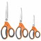 Ножницы BRAUBERG "PROFESSIONAL" 3 шт. (135, 180, 210 мм), серо-оранжевые ручки, ВЫГОДНАЯ УПАКОВКА, 272981 - фото 13758459