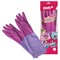 Перчатки МНОГОРАЗОВЫЕ резиновые YORK "Роза", хлопчатобумажное напыление, ПРОЧНЫЕ, размер 8-9, L (большой), розовые, вес 75 г, 92680 - фото 15065063