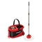 Швабра с отжимом и ведром 19л/9л на колесах и ручкой для перевозки, отжим центрифуга, 2 круглые насадки, черно-красный, LAIMA, 606303, M029B - фото 16424851
