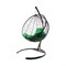 Подвесное кресло M-GROUP КРУГ с ротангом коричневое, зеленая подушка - фото 16704206