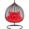 Подвесное двухместное кресло-кокон Лаура ФИДЖИ коричневый +каркас, подушка красная FID - фото 16869416