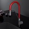 Смеситель для кухни AM.PM Like с каналом для питьевой воды и гибким изливом, черный, красный излив - фото 17064224