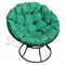 Кресло M-GROUP ПАПАСАН пружинка, без ротанга, чёрное, зелёная подушка - фото 17074364