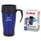 Автокружка 400 мл, термостакан с ручкой, винтовая крышка-клапан, пластик/сталь, синяя, LAIMA, 605128. - фото 17287920